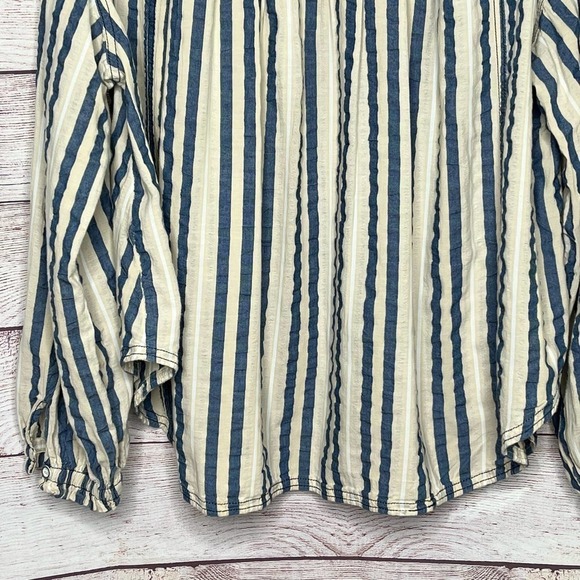 We The Free Striped Button Down Oversized Cotton Women's Shirt XS - Picture 9 of 12